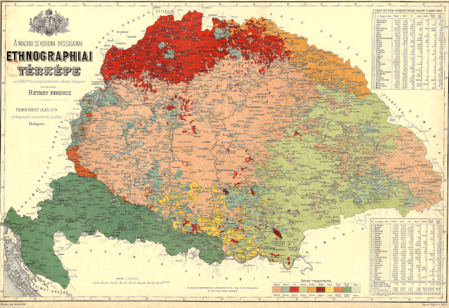ethnographic map of the lands of the Hungarian Crown 1880